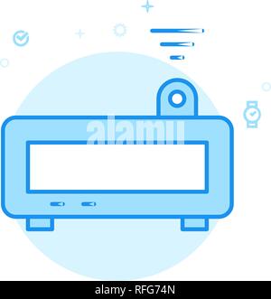 Projector Alarm Clock Flat Vector Icon. Electronic Digital Clock Symbol, Pictogram, Sign. Light Flat Style. Blue Monochrome Design. Editable Stroke. Stock Vector