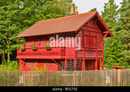 RED CHALET HOUSE GORDON CASTLE ESTATE FOCHABERS SCOTLAND Stock Photo