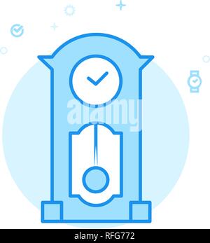 Grandfather Clock Flat Vector Icon. Antique Clock with Pendulum Symbol, Pictogram, Sign. Light Flat Style. Blue Monochrome Design. Editable Stroke. Stock Vector