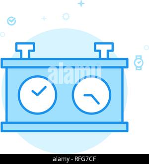 Chess Clock Flat Vector Icon. Dual Clockface Symbol, Pictogram, Sign. Light Flat Style. Blue Monochrome Design. Editable Stroke. Adjust Line Weight. Stock Vector