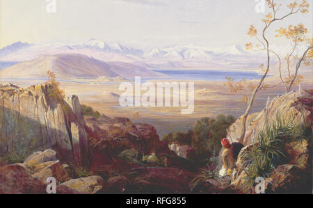Butrinto, Albania. Date/Period: 1861. Painting. Oil on canvas. Height: 343 mm (13.50 in); Width: 546 mm (21.49 in). Author: Edward Lear. Stock Photo
