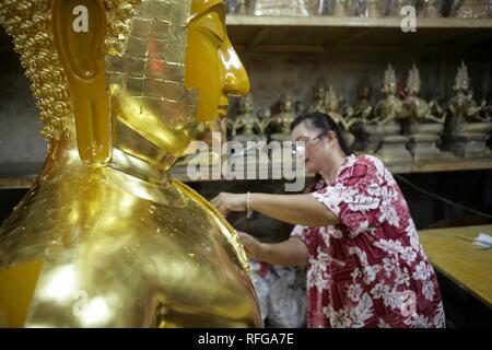 THA Thailand Bangkok Buddah Factory. Handmade Buddha statues of all kinds and sizes are made here. | Stock Photo