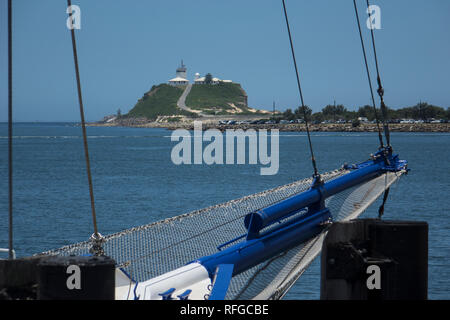 Australia, New South Wales, Newcastle Lighthouse from Queens Wharf Stock Photo