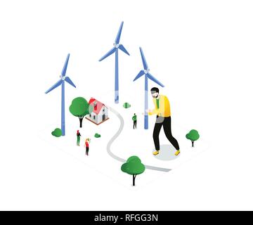 Renewable energy - modern colorful isometric vector illustration Stock Vector