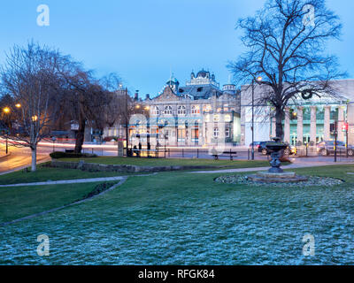 The Royal Hall from Crescent Gardens at dusk Harrogate North Yorkshire England Stock Photo