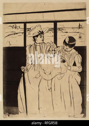 In the Omnibus. Dated: 1890-1891. Dimensions: plate: 36.51 × 26.67 cm (14 3/8 × 10 1/2 in.). Medium: drypoint and aquatint in black. Museum: National Gallery of Art, Washington DC. Author: Mary Cassatt. Stock Photo