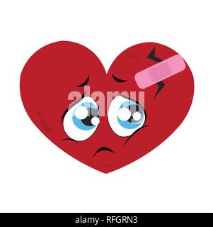 Sad face. Sad heart face. Crying face. Lonely Valentine's day romantic greeting card Stock Vector