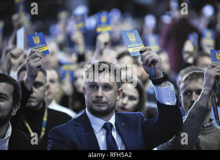 Kiev, Ukraine. 25th Jan, 2019. The leader of nationalist National Corps political party Andriy Biletsky seen taking part in party's congress in Kiev. Credit: Sergei Chuzavkov/SOPA Images/ZUMA Wire/Alamy Live News Stock Photo