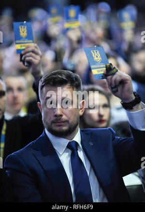 The leader of nationalist National Corps political party Andriy Biletsky seen taking part in party's congress in Kiev. Stock Photo