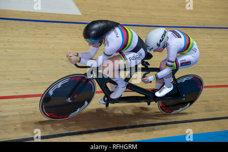 Manchester Velodrome, Manchester, UK. 26th Jan, 2019. HSBC UK National Track Championships; Para Tandem B Pursuit 3000-4000m Wearing their world champions rainbow jerseys Corrine Hall MBE (L) and Lora Fachie MBE (R) Credit: Action Plus Sports/Alamy Live News Stock Photo