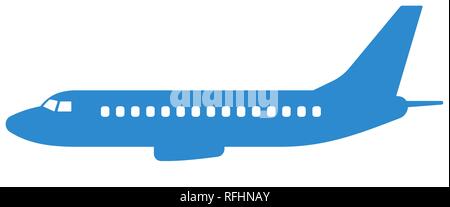 Illustration of the silhouette aeroplane side view Stock Vector