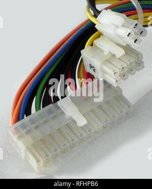 ATX Power connectors 24pin 8pin 4pin PSU. Stock Photo