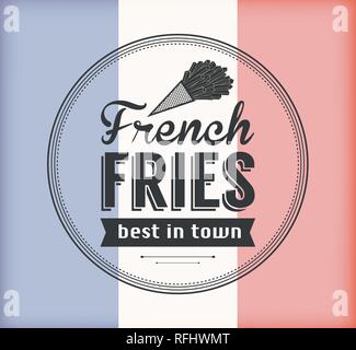 Vector French Fries Badge with Linear Style Stock Vector