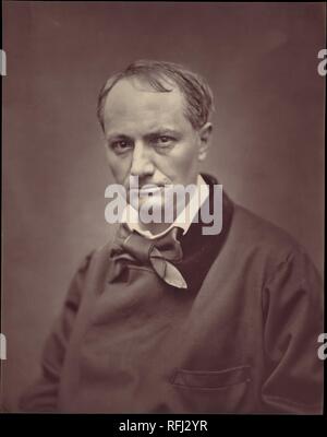 Charles Baudelaire. Artist: Étienne Carjat (French, Fareins 1828-1906 Paris). Printer: Goupil et Cie (French, active 1850-84). Date: ca. 1863.  Although the great French poet Baudelaire famously declared photography to be 'the refuge of every would-be painter, every painter too ill-endowed or too lazy to complete his studies,' he posed before the camera several times. This striking portrait of the brooding poet by Carjat is perhaps the best known, for it was published in the widely distributed series entitled Galerie contemporaine, littéraire, artistique.  The Galerie contemporaine is a high p Stock Photo