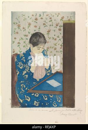 The Letter. Artist: Mary Cassatt (American, Pittsburgh, Pennsylvania 1844-1926 Le Mesnil-Théribus, Oise). Dimensions: plate: 13 5/8 x 8 15/16 in. (34.6 x 22.7 cm)  sheet: 17 x 11 3/4 in. (43.2 x 29.8 cm). Date: 1890-91. Museum: Metropolitan Museum of Art, New York, USA. Stock Photo