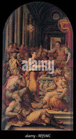 The Dispute of Saint Catherine. Date/Period: 1551. Painting. Oil on panel. Height: 580 mm (22.83 in); Width: 310 mm (12.20 in). Author: PROSPERO FONTANA. FONTANA, PROSPERO. Stock Photo
