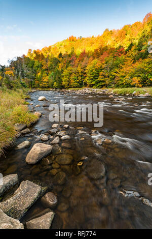 West Branch Ausable River in Autumn, Adirondack Mountains, Essex Co., NY Stock Photo