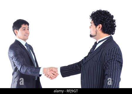 friendly handshake business partners .isolated on white Stock Photo