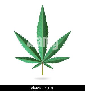 Green hemp, cannabis leaf icon isolated on white background Stock Vector