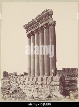 The Temple of the Sun at Baalbec. Artist: Félix Bonfils (French, 1831-1885). Date: ca. 1870. Museum: Metropolitan Museum of Art, New York, USA. Stock Photo