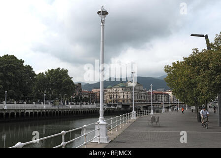 view of the estuary of bilbao and the arenal aridge, bilbao, basque country, spain Stock Photo