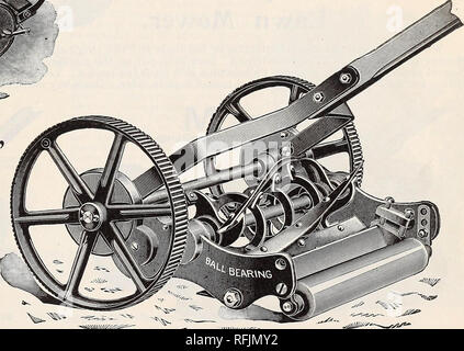 . Farm, vegetable and garden seeds. Nursery stock Rhode Island Catalogs; Vegetables Seeds Catalogs; Flowers Seeds Catalogs; Gardening Equipment and supplies Catalogs. TRIPLE ROLLS, with triple pawls in each roll, making the most powerful driving mechanism ever put in a Lawn- Mower. A lever beside the driver enables him to cut any height from the ground. A slight movement of a small lever near the driver throws the Mower in or out of gear without stopping the horse. Self-aligning JOURNAL BOXES. A very valuable improvement, found in no other Mower. They prevent cramping of the journals. It will  Stock Photo