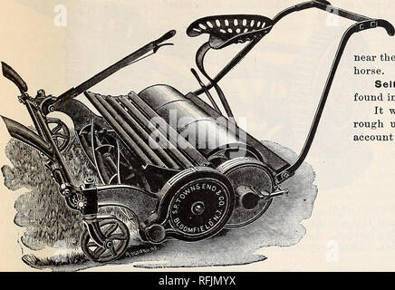 . Farm, vegetable and garden seeds. Nursery stock Rhode Island Catalogs; Vegetables Seeds Catalogs; Flowers Seeds Catalogs; Gardening Equipment and supplies Catalogs. The W. E. Barrett Company * LAWN-MOWERS, ETC. The Townsend Triple Ratchet Horse Lawn=Mower.. TRIPLE ROLLS, with triple pawls in each roll, making the most powerful driving mechanism ever put in a Lawn- Mower. A lever beside the driver enables him to cut any height from the ground. A slight movement of a small lever near the driver throws the Mower in or out of gear without stopping the horse. Self-aligning JOURNAL BOXES. A very v Stock Photo