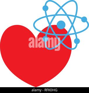 heart cardio with atom molecule vector illustration design Stock Vector