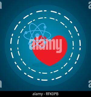 heart cardio with atom molecule vector illustration design Stock Vector