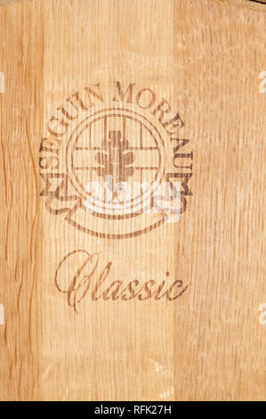 French oak barrel, seguin moreau classic, for wine, Oller del Mas, Manresa, Catalonia, Spain Stock Photo