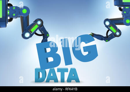 Big data concept with robotic arms - 3d rendering Stock Photo