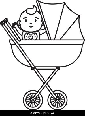 cute and little girl baby in cart Stock Vector