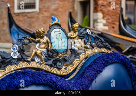 Details and accessories of Gondolas, the traditional venetian rowing boats Stock Photo