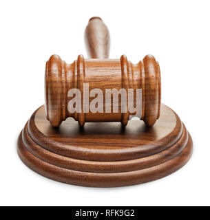 wooden gavel isolated on white background Stock Photo