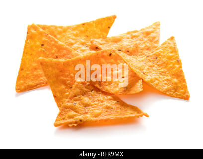 pile of nachos isolated on white background Stock Photo