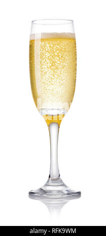 single glass of champagne isolated on white background Stock Photo