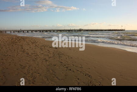 romantic and dreamy panorama of the sea of versilia in tuscany. a peaceful day despite the cold of winter. rest and relaxation Stock Photo