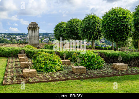 France, Indre et Loire, Amboise,  Amboise castle, the garden on the terrace, Oriental garden, designed in 2005 by Rachid Koraïchi in honor of the comp Stock Photo