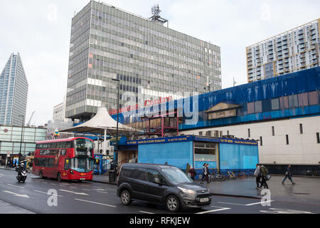 London, UK. 25th January, 2019. A detail of the Elephant and Castle Shopping Centre in Southwark. Plans to demolish the shopping centre were formally  Stock Photo