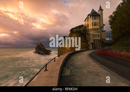 City of Biarritz with its beautiful coast and the old sea port, at the North Basque Country. Stock Photo