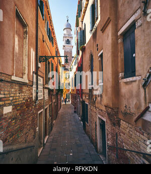 Narrow streets of Venice above canals, Venezia, Italy Stock Photo
