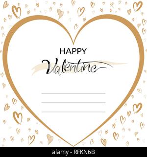 Happy valentines day typography greeting card, poster with handwritten calligraphy text with copy space on white background. Vector Illustration Stock Vector