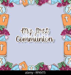 my fisrt communion traditional background design Stock Vector
