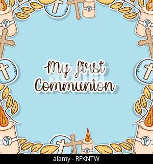 my first communion decoration event background Stock Vector