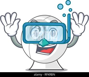 Diving webcam on the computer table character vector illustration Stock Vector