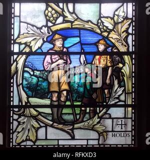 Baden powell stained glass window. Stock Photo