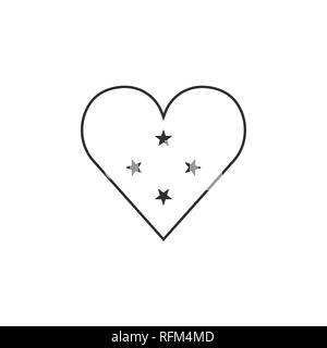 Micronesia flag icon in a heart shape in black outline flat design. Independence day or National day holiday concept. Stock Vector