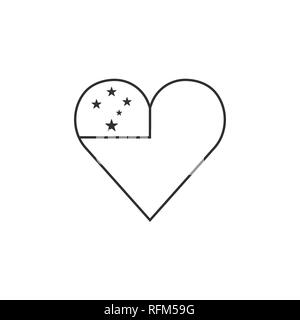 Samoa flag icon in a heart shape in black outline flat design. Independence day or National day holiday concept. Stock Vector