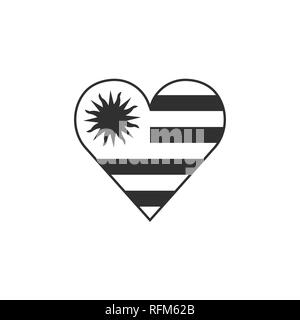 Uruguay flag icon in a heart shape in black outline flat design. Independence day or National day holiday concept. Stock Vector