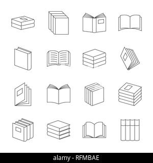 Books thin line icons vector. Book education signs, textbook literature linear symbols illustration Stock Vector